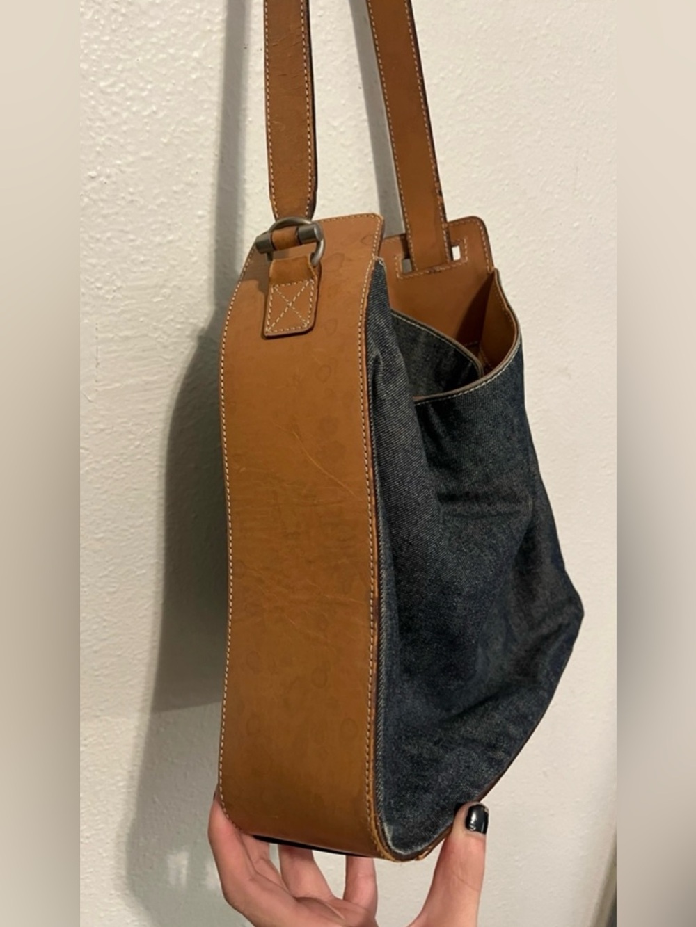 DOLCE & GABBANA Denim & Leather Slouchy Hobo Shoulder Bag VTG Y2K - Picture 7 of 16
